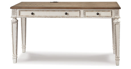 Realyn White/Brown 60" Home Office Desk from Ashley - Luna Furniture