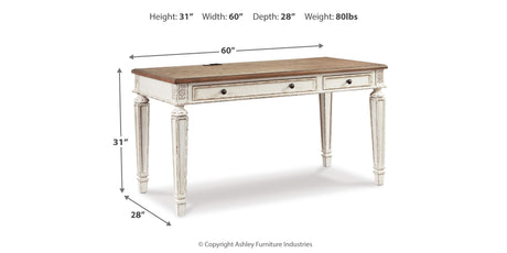 Realyn White/Brown 60" Home Office Desk from Ashley - Luna Furniture