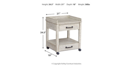 Carynhurst Whitewash Printer Stand from Ashley - Luna Furniture