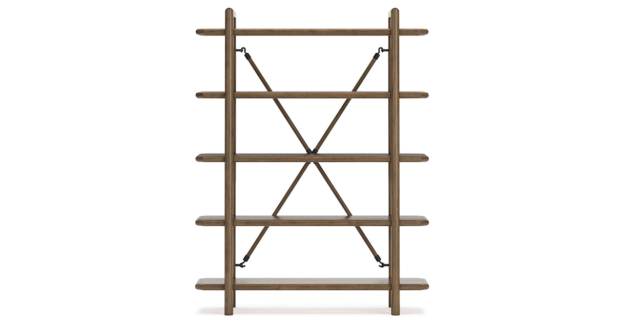 Roanhowe Brown 71" Bookcase from Ashley Furniture - Luna Furniture