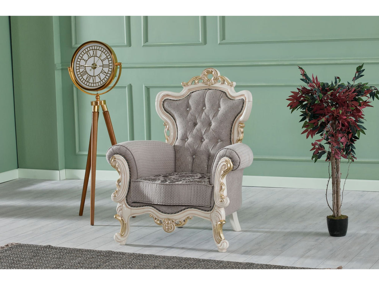 Kelebek Traditional Chair in Vizon from Furnia - Luna Furniture