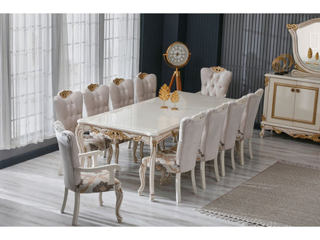 Buse Diningroom Table Cream, Table 144" from Furnia - Luna Furniture