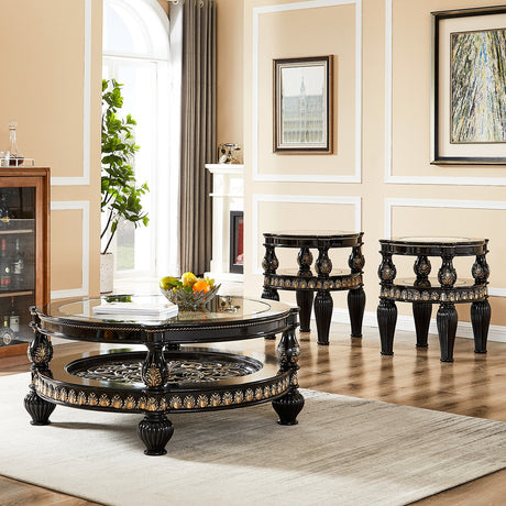 HD-1208 Black Enamel/Gold Coffee Table from Homey Design - Luna Furniture