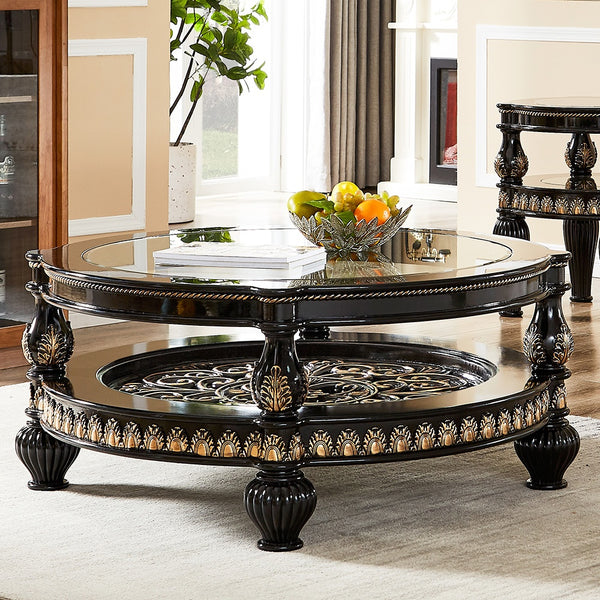 HD-1208 Black Enamel/Gold Coffee Table