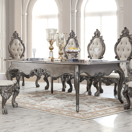 HD-13012-GR Antique Silver Gray Brown Dining Table from Homey Design - Luna Furniture