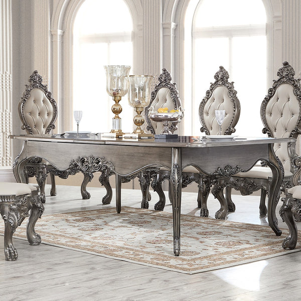 HD-13012-GR Antique Silver Gray Brown Dining Table