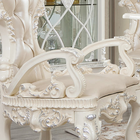 HD-13012-I Antique White/Metallic Silver Highlights Arm Chair from Homey Design - Luna Furniture