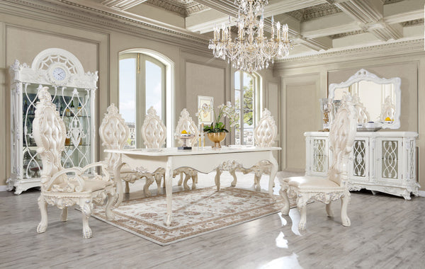 HD-13012-I Antique White/Metallic Silver Highlights 7-Piece Dining Room Set
