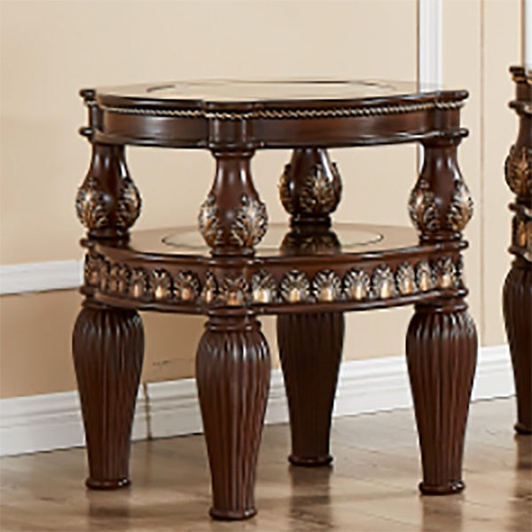 HD-1521 Dark Mahogany/Metallic Gold Detail End Table from Homey Design - Luna Furniture