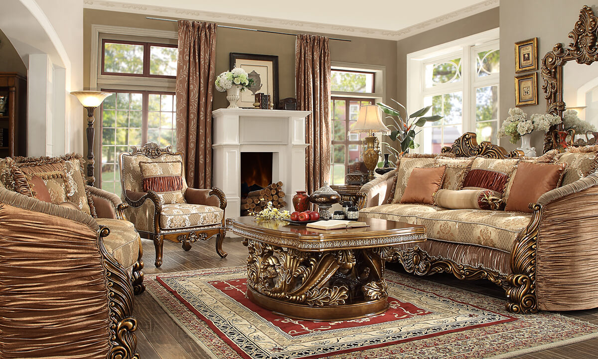 HD-1601 Antique Gold Loveseat from Homey Design - Luna Furniture