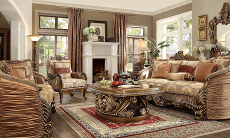 HD-1601 Antique Gold Loveseat from Homey Design - Luna Furniture