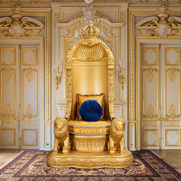 HD-1800 Metallic Antique Gold Lion Throne Chair