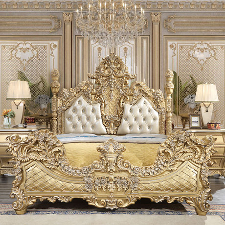 HD-1801 Metallic Antique Gold 4-Piece Bedroom Set from Homey Design - Luna Furniture