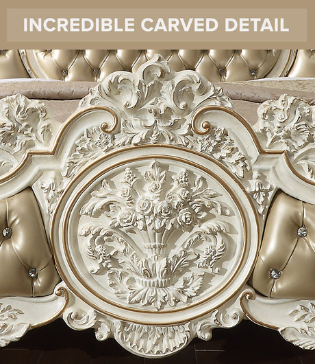 HD-1806 Antique White/Gold Brush Highlights 5-Piece Bedroom Set from Homey Design - Luna Furniture