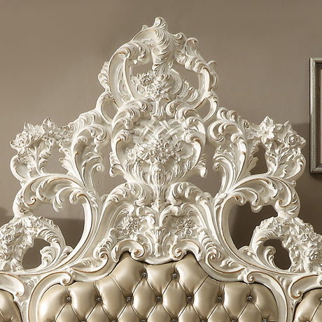 HD-1806 Antique White/Gold Brush Highlights 5-Piece Bedroom Set from Homey Design - Luna Furniture