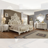 HD-1806 Antique White/Gold Brush Highlights 5-Piece Bedroom Set from Homey Design - Luna Furniture