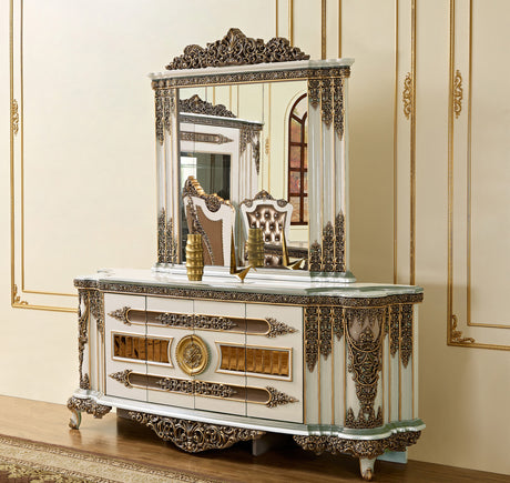HD-1881 Ivory/Bronzed Copper Buffet from Homey Design - Luna Furniture