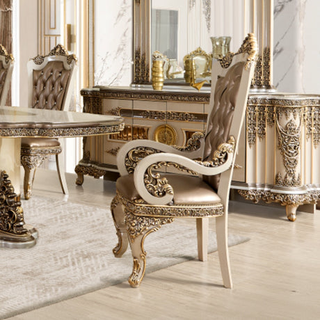 HD-1881 Ivory/Bronzed Copper 7-Piece Dining Set from Homey Design - Luna Furniture