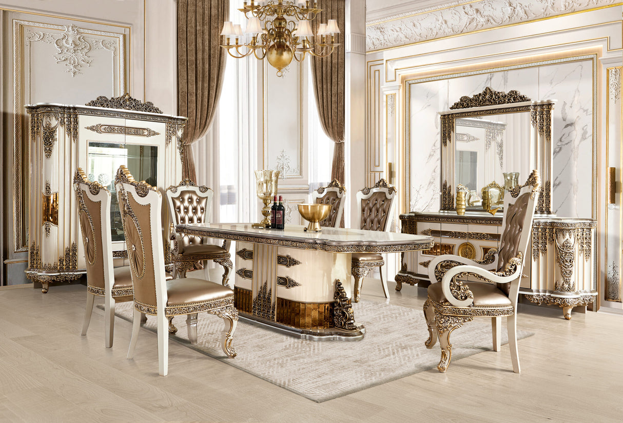 HD-1881 Ivory/Bronzed Copper Dining Table from Homey Design - Luna Furniture