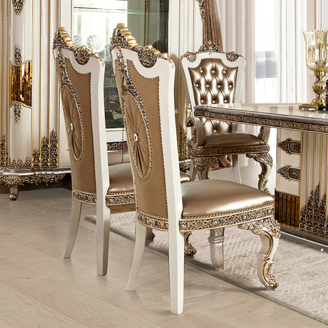 HD-1881 Ivory/Bronzed Copper Side Chair from Homey Design - Luna Furniture