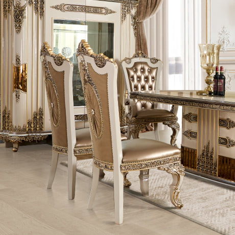 HD-1881 Ivory/Bronzed Copper 7-Piece Dining Set from Homey Design - Luna Furniture