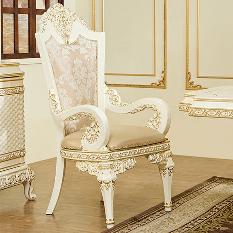 HD-1882 Ivory/Gold Arm Chair from Homey Design - Luna Furniture