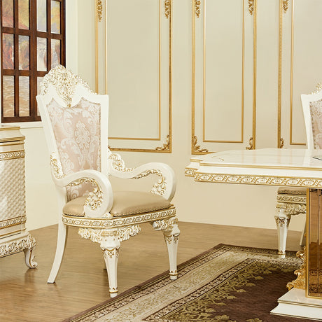 HD-1882 Ivory/Gold Dining Table from Homey Design - Luna Furniture