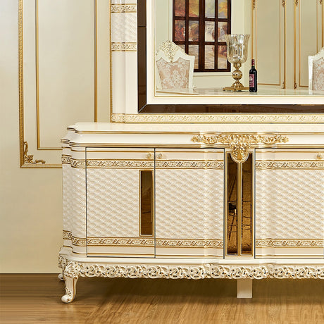 HD-1882 Ivory/Gold Buffet from Homey Design - Luna Furniture