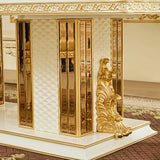 HD-1882 Ivory/Gold 7-Piece Dining Set from Homey Design - Luna Furniture