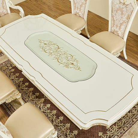 HD-1882 Ivory/Gold 7-Piece Dining Set from Homey Design - Luna Furniture