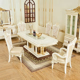 HD-1882 Ivory/Gold 7-Piece Dining Set from Homey Design - Luna Furniture