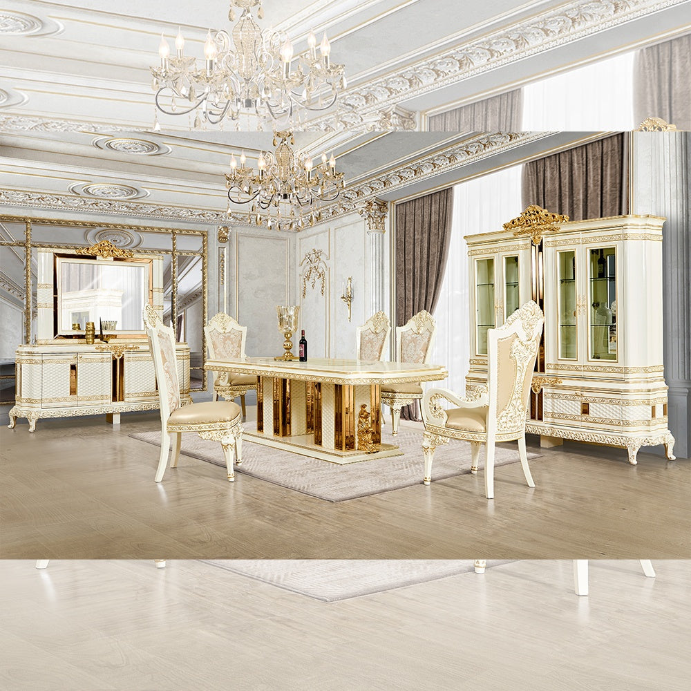 HD-1882 Ivory/Gold Dining Table from Homey Design - Luna Furniture