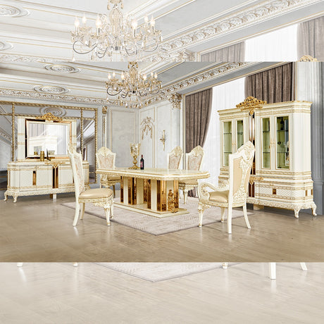 HD-1882 Ivory/Gold Dining Table from Homey Design - Luna Furniture