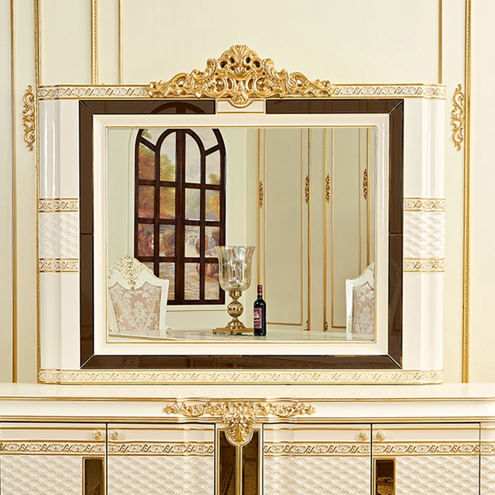HD-1882 Ivory/Gold Buffet Mirror from Homey Design - Luna Furniture