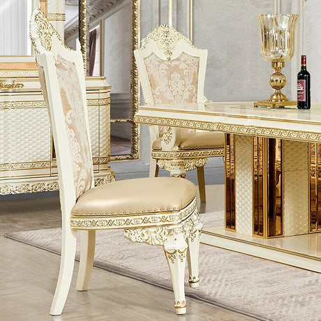 HD-1882 Ivory/Gold Side Chair from Homey Design - Luna Furniture