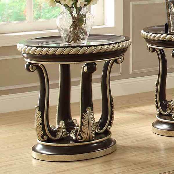 HD-213 Brown Cherry/Metallic Antique Gold Highlights End Table from Homey Design - Luna Furniture