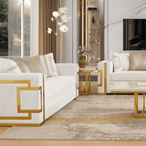 HD-2131 Gold Metallic Loveseat from Homey Design - Luna Furniture