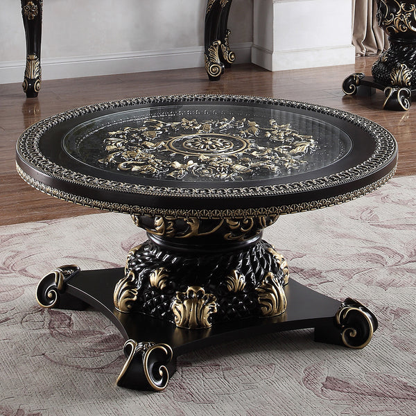 HD-328B Ebony Black/Antique Gold Coffee Table