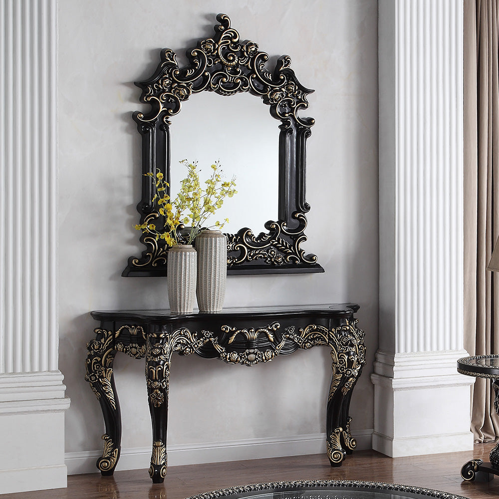 HD-328B Ebony Black/Antique Gold Highlights Mirror from Homey Design - Luna Furniture