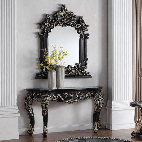 HD-328B Ebony Black/Antique Gold Highlights Mirror from Homey Design - Luna Furniture