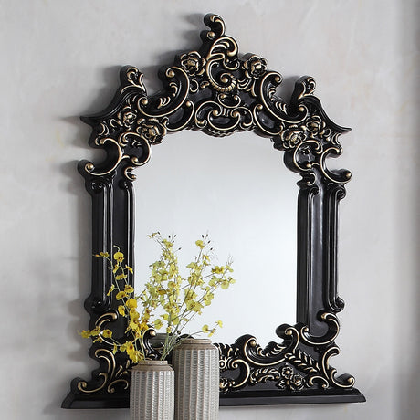 HD-328B Ebony Black/Antique Gold Highlights Mirror from Homey Design - Luna Furniture