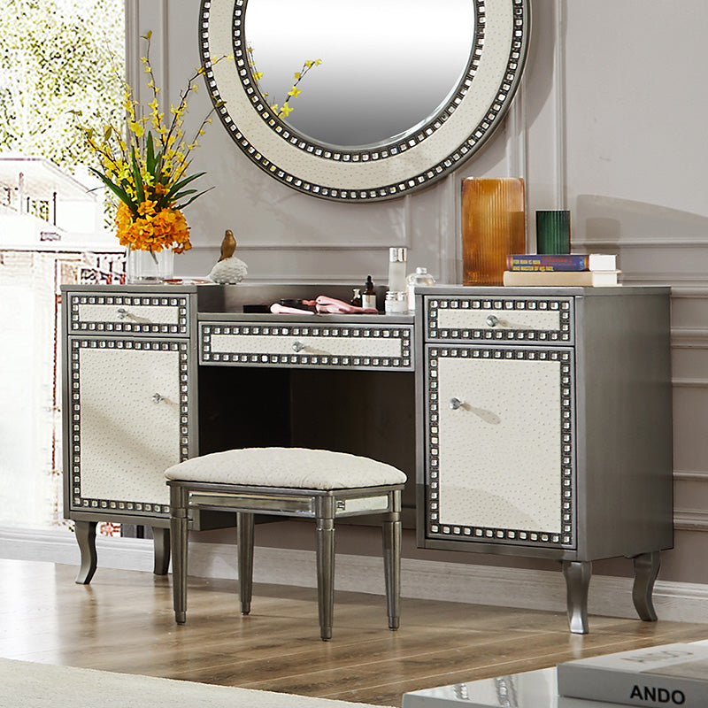 HD-6040 Dark Silver Gray Vanity Stool from Homey Design - Luna Furniture