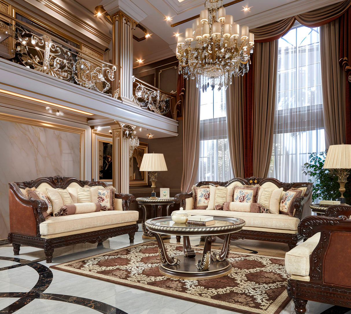 HD-386 Cherry Mahogany 3-Piece Living Room Set from Homey Design - Luna Furniture