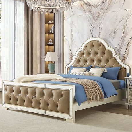 HD-6000 Champagne Silver Gold 5-Piece Bedroom Set from Homey Design - Luna Furniture
