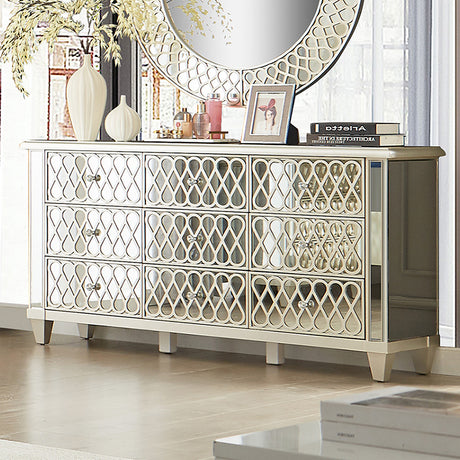 HD-6000 Champagne Silver Gold 5-Piece Bedroom Set from Homey Design - Luna Furniture