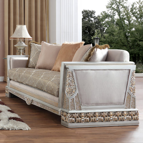 HD-6034 Pearl/Silver Sofa from Homey Design - Luna Furniture
