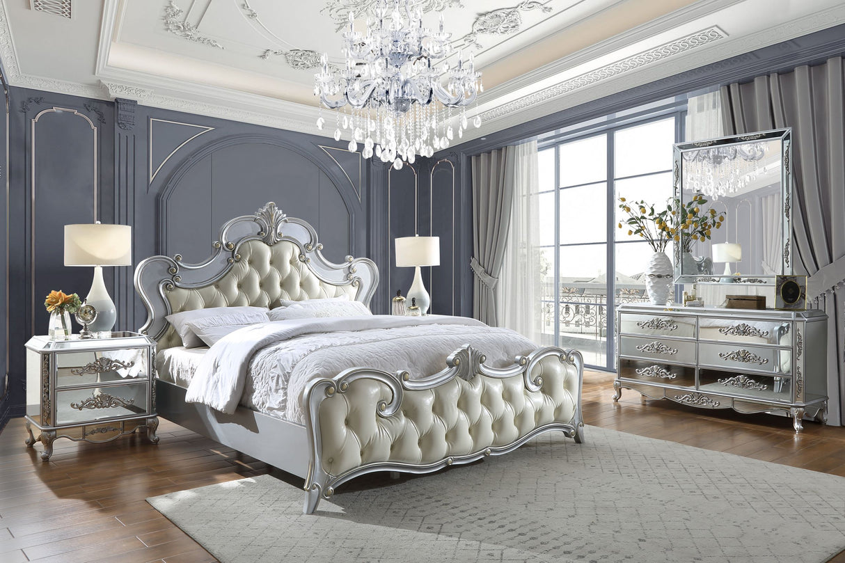 HD-6036 Luna Silver/Mirror 5-Piece Bedroom Set from Homey Design - Luna Furniture