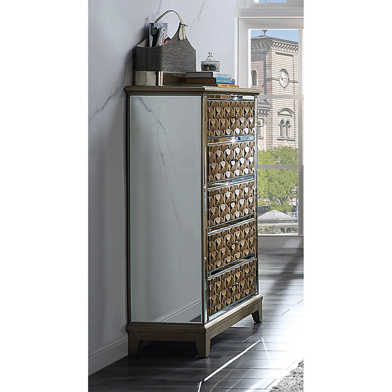 HD-6065 Antique Gold/Mirror Chest from Homey Design - Luna Furniture
