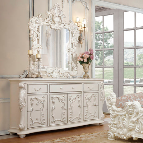 HD-8008 Ivory/Silver Accents 4-Piece Bedroom Set Ivory from Homey Design - Luna Furniture