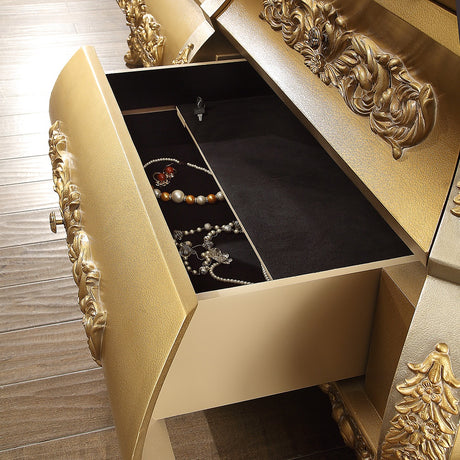 HD-8016 Metallic Bright Gold 4-Piece Bedroom Set from Homey Design - Luna Furniture